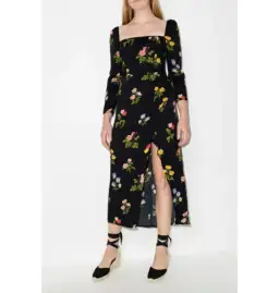 Reformation Hilda Dress Black Floral Size UK 12 for rent on The Volte - image 2