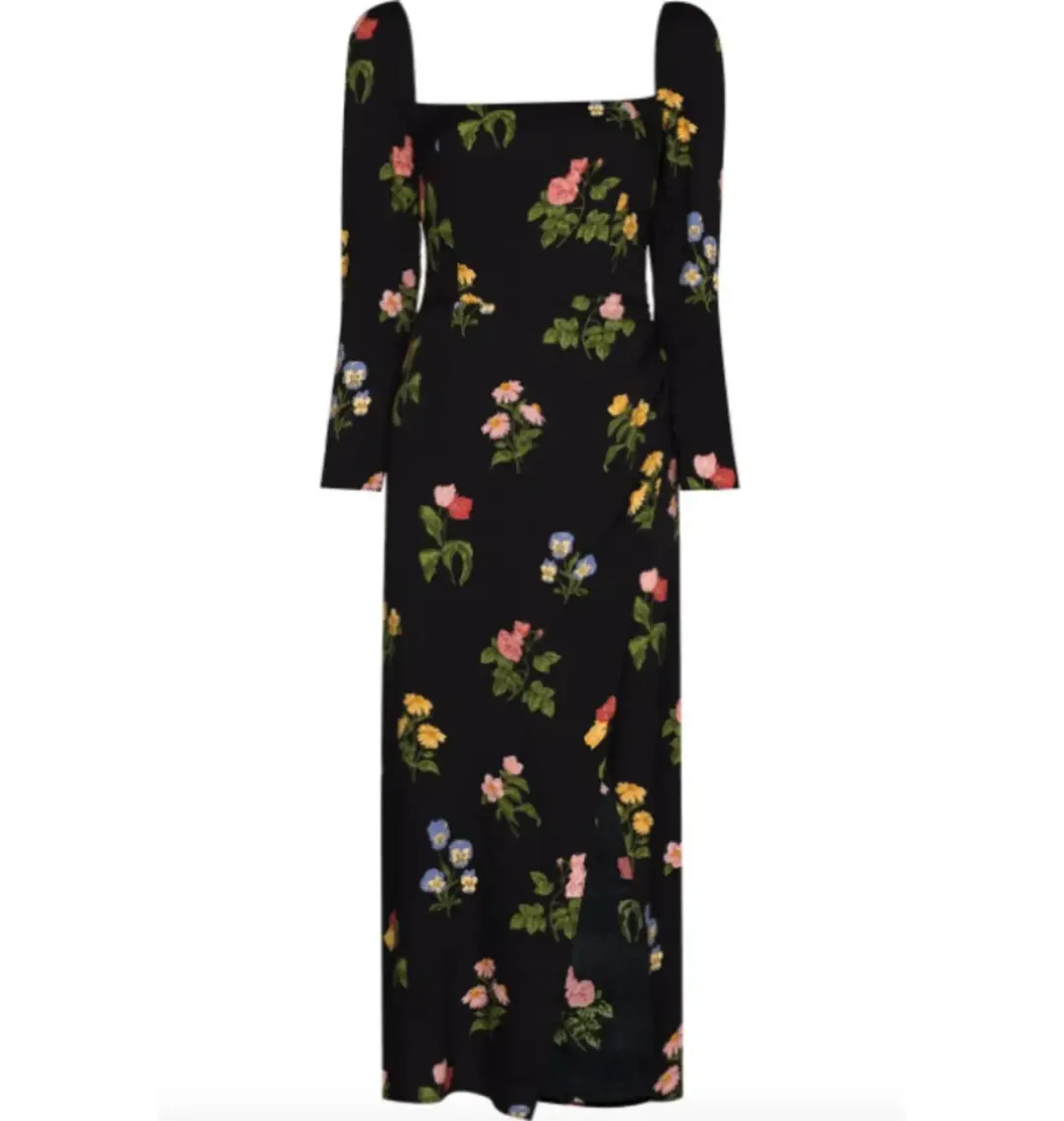 Reformation Hilda Dress Black Floral Size UK 12 for rent on The Volte - main image