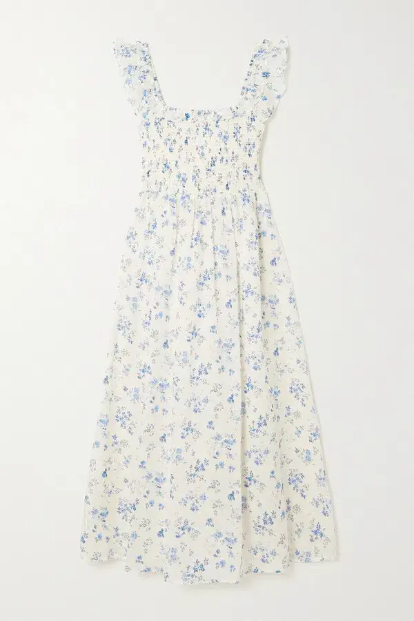 Reformation Noreen Midi Dress Blue Floral Size S / UK 8 for rent on The Volte - main image