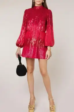 RIXO Samantha Mini Dress Red Size UK 10 for rent on The Volte - image 2