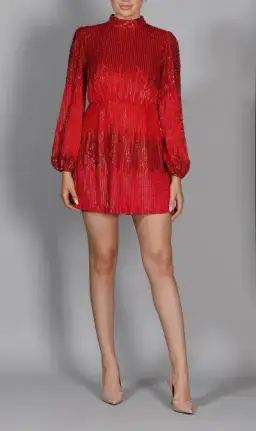 RIXO Samantha Mini Dress Red Size UK 12