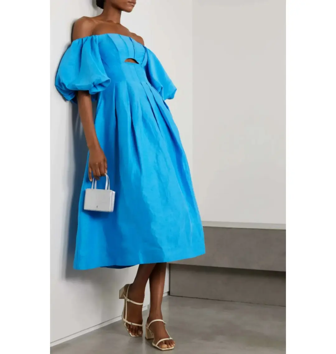 Aje Eugenie Midi Dress Azure Blue Size UK 10 for rent on The Volte - main image