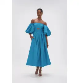 Aje Eugenie Midi Dress Azure Blue Size UK 10 for rent on The Volte - image 2