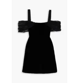 Saloni Rachel Velvet Mini Dress Black Size S / UK 8 for rent on The Volte - image 3