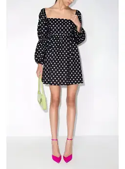 Reformation Michaela Polka Dot Mini Dress Print Size UK 10 for rent on The Volte - image 1