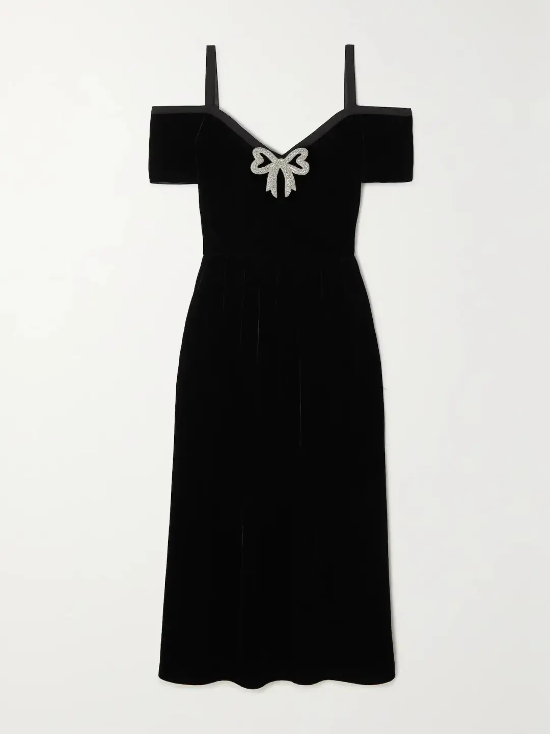 Saloni Clementine Embellished Velvet Midi Dress Black Size UK 12 for rent on The Volte - main image