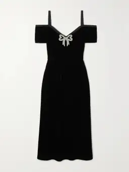 Saloni Clementine Embellished Velvet Midi Dress Black Size UK 12 for rent on The Volte - image 4