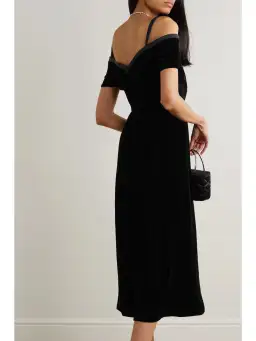 Saloni Clementine Embellished Velvet Midi Dress Black Size UK 12 for rent on The Volte - image 2