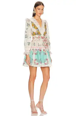 Zimmermann Clover Patched Wrap Lace Mini Dress Patch Painted Floral Size 12 for rent on The Volte - image 2