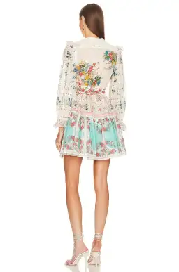 Zimmermann Clover Patched Wrap Lace Mini Dress Patch Painted Floral Size 12 for rent on The Volte - image 3