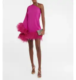 Taller Marmo Piccolo Ubud Feather Mini Dress in Pink Size UK 12