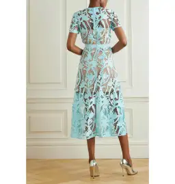 Self-portrait Grosgrain Guipure Lace Midi Dress Blue Size UK 12 for rent on The Volte - image 2