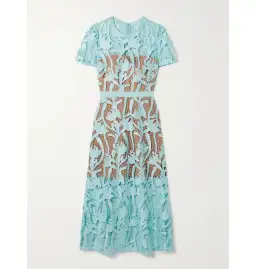 Self-portrait Grosgrain Guipure Lace Midi Dress Blue Size UK 12 for rent on The Volte - image 3