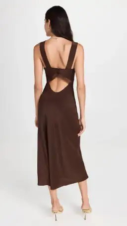 Reformation Provence Silk Midi Dress Cafe Brown Size M / UK 10 for rent on The Volte - image 3