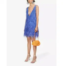 Cult Gaia Ansel Feather Dress Blue Size UK 12 for rent on The Volte - image 1