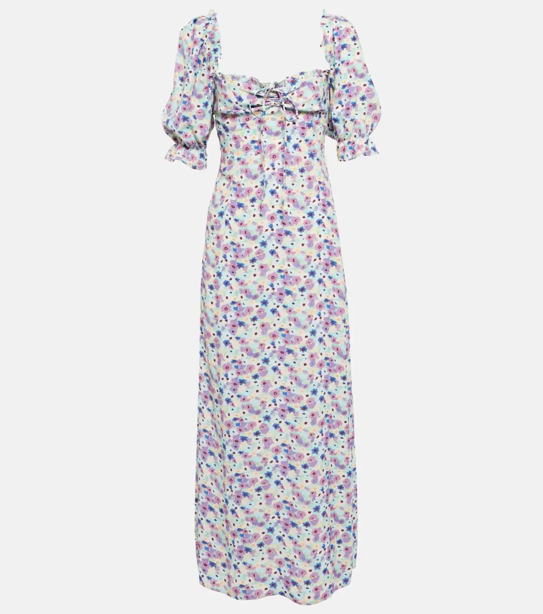 Rixo Montenegro Midi Dress Lilac Ink Floral Size M / UK 12 for rent on The Volte - main image
