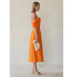 Cult Gaia Muna Off Shoulder Midi Dress Orange Size UK 12 for rent on The Volte - image 2