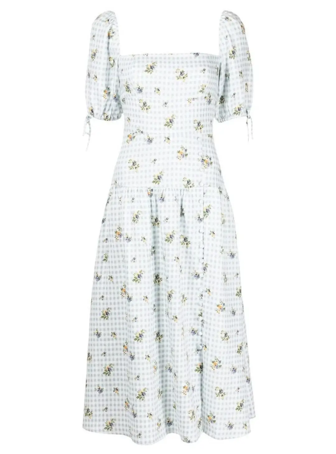 Reformation Melony Linen Midi Dress Floral Size UK 12 for rent on The Volte - main image