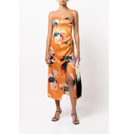 Reformation Marguerite Flambe dress Orange Floral Size UK 12