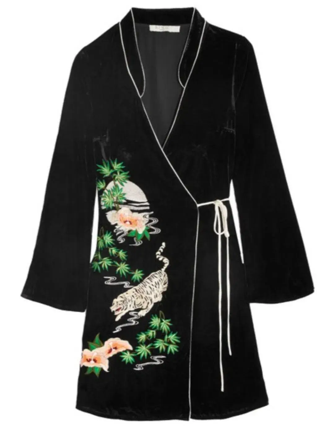 RIXO Iris Tiger Velvet Mini Dress Black Size UK 10 for rent on The Volte - main image