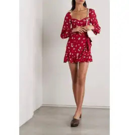Reformation Cammi Mini Dress Red Floral Size UK 12 for rent on The Volte - image 1
