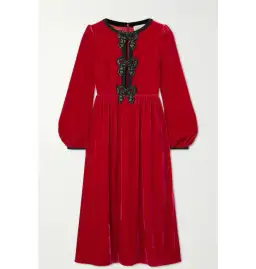 Saloni Camille Velvet Bow Dress Red Size UK 12 for rent on The Volte - image 3