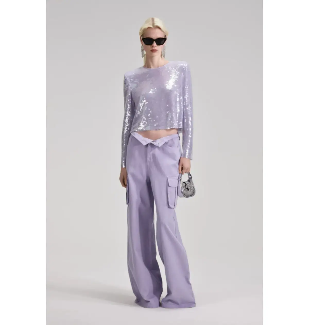 Self Portrait Sequin Top Lilac Size UK 10 - Image 1