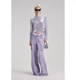 Self Portrait Sequin Top Lilac Size UK 10 for rent on The Volte - image 1