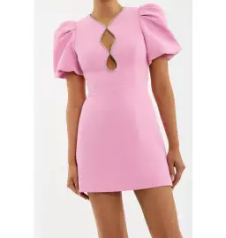 Rebecca Vallance Karina Puff Sleeve Mini Dress Pink Size UK 8 for rent on The Volte - image 2