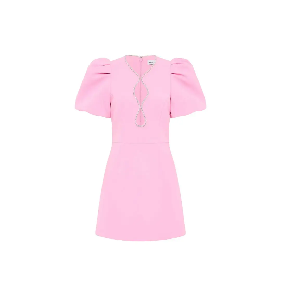 Rebecca Vallance Karina Puff Sleeve Mini Dress Pink Size UK 8 for rent on The Volte - main image