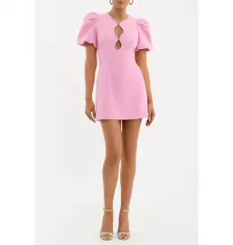 Rebecca Vallance Karina Puff Sleeve Mini Dress Pink Size UK 8 for rent on The Volte - image 1
