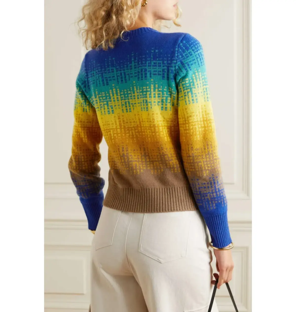 Ganni Intarsia Knit Jumper Blue Size UK 10 - Image 2