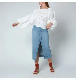 Ganni Broderie Anglais Blouse White Size UK 10 for rent on The Volte - image 1