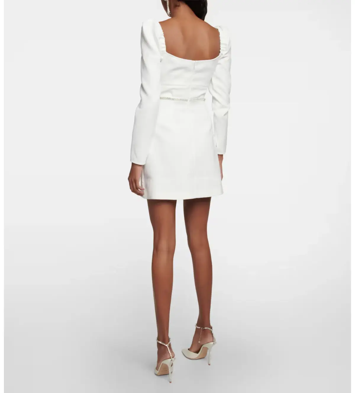 Self-Portrait Embellished long-sleeve Mini Dress White Size 8 - Image 1