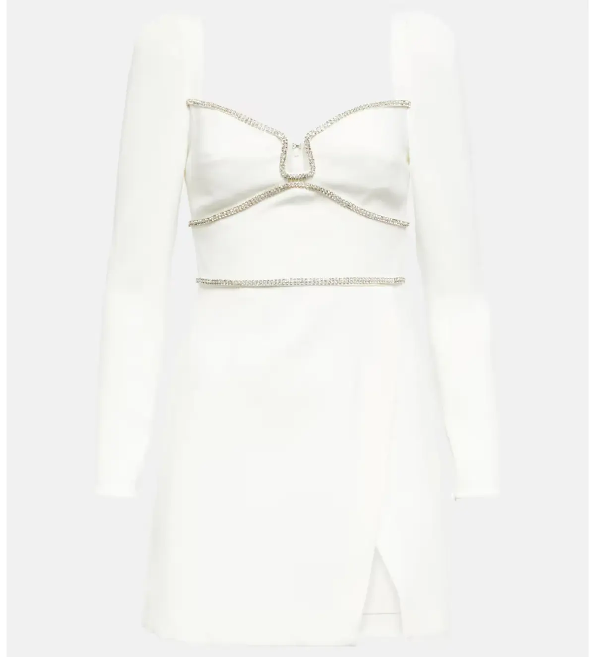 Self-Portrait Embellished long-sleeve Mini Dress White Size 8 - Image 3
