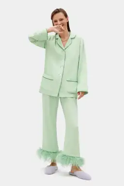 Sleeper Party Pyjama Set with Feathers Mint Green Size M / UK 10 for rent on The Volte - image 1