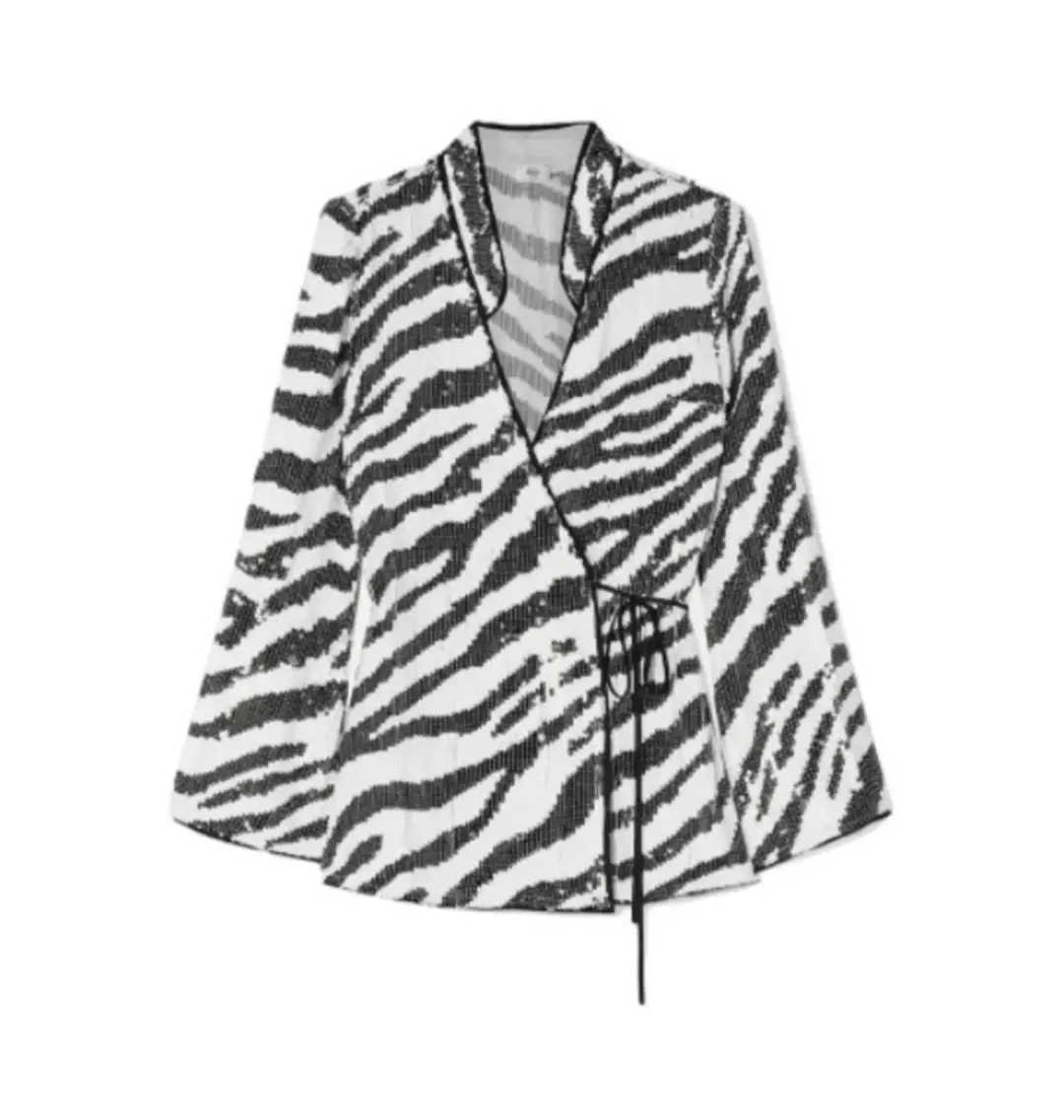 Rixo Zebra Blossom Sequin Top Print Size UK 10 for rent on The Volte - main image