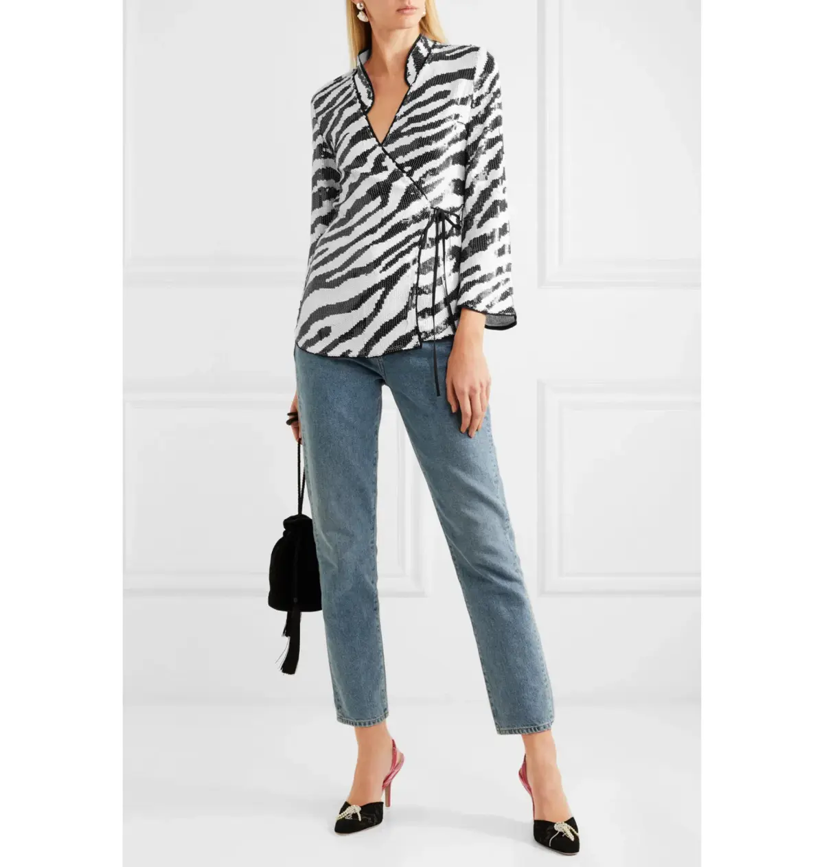 Rixo Zebra Blossom Sequin Top Print Size UK 10 - Image 1