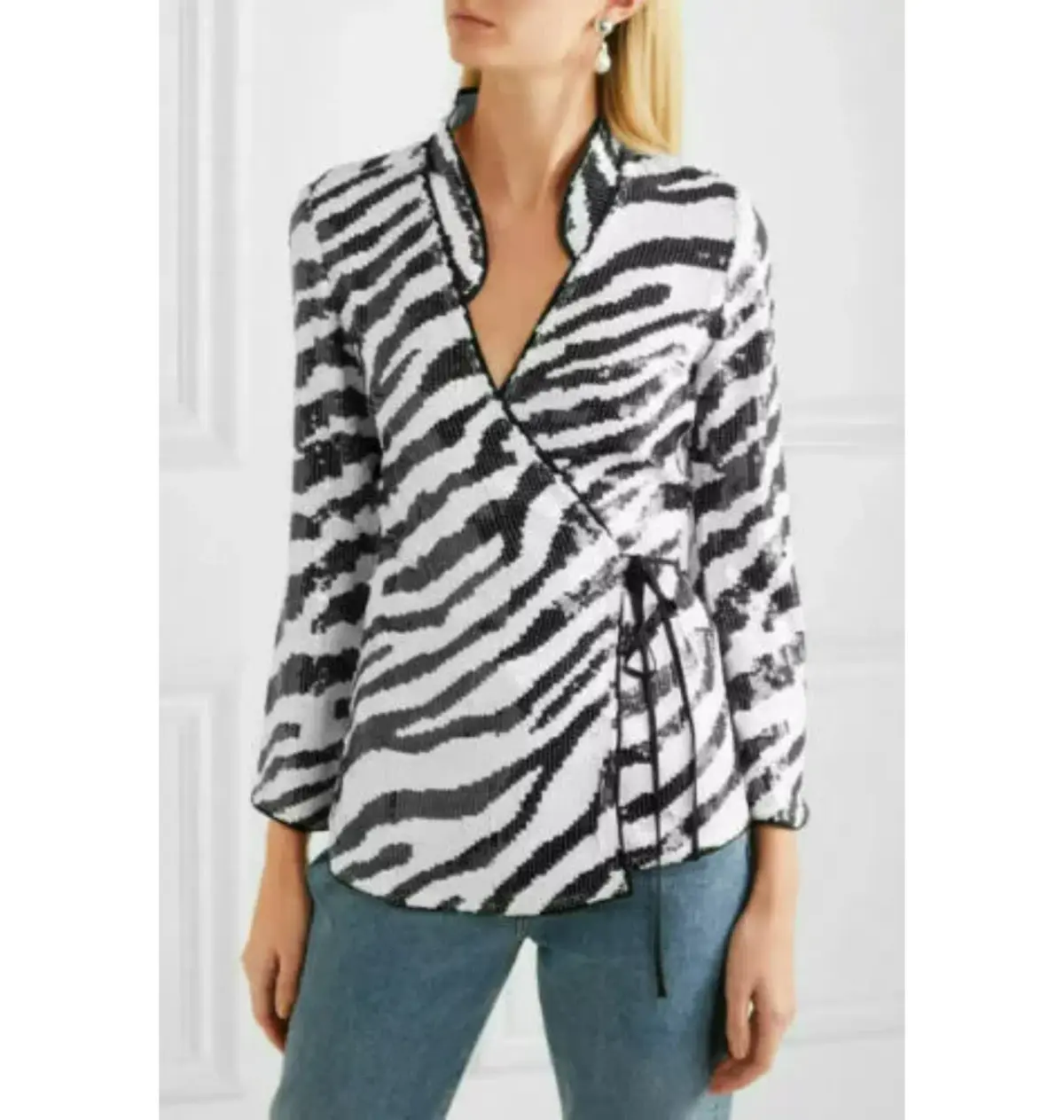 Rixo Zebra Blossom Sequin Top Print Size UK 10 - Image 2