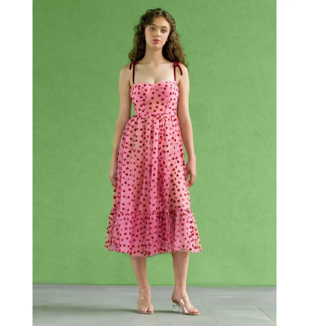 Lirika Matoshi Hearty Corset Dress Pink Size M / UK 10 for rent on The Volte - main image