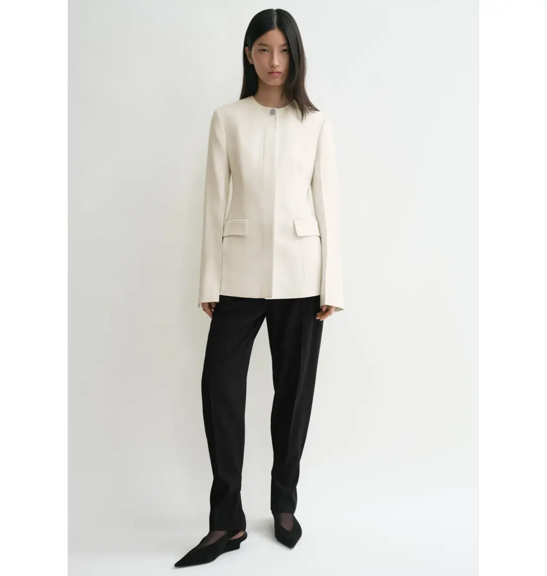 Totême Collarless Blazer Ecru Size UK 10 for rent on The Volte - main image