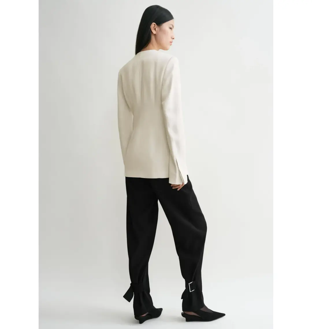 Totême Collarless Blazer Ecru Size UK 10 for rent on The Volte - main image