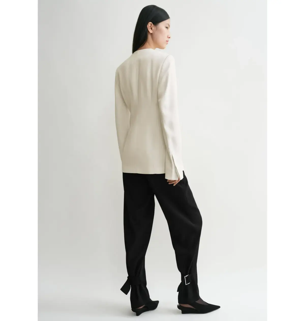 Totême Collarless Blazer Ecru Size UK 10 - Image 4