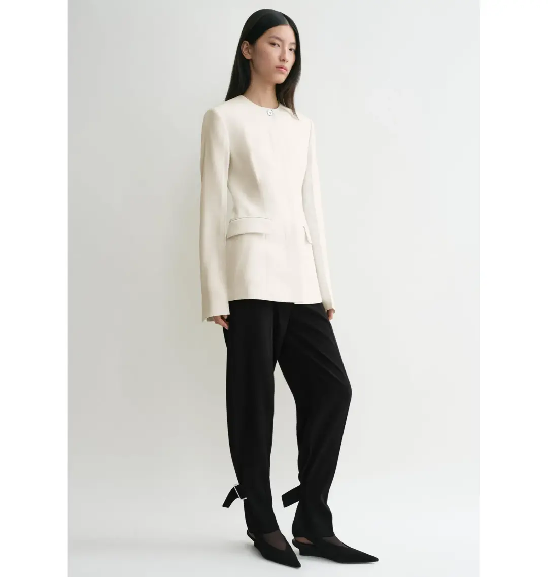 Totême Collarless Blazer Ecru Size UK 10 for rent on The Volte - main image