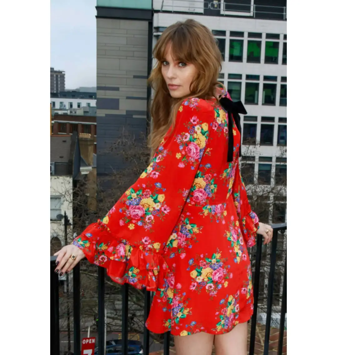 Queens Of Archive Flo Still Life Mini Dress Red Floral Size S / UK 8 for rent on The Volte - main image