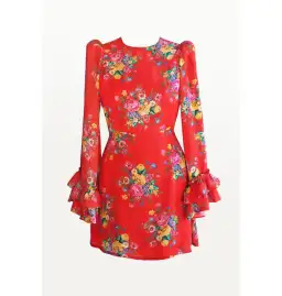 Queens Of Archive Flo Still Life Mini Dress Red Floral Size S / UK 8 for rent on The Volte - image 3