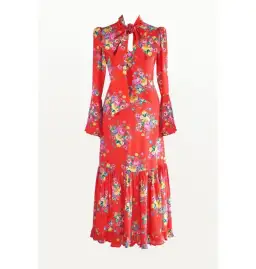 Queens of Archive Goldie Still Life Maxi Dress Red Floral Size UK 10 for rent on The Volte - image 4