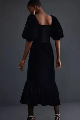 Queens of Archive Genie Velvet Midi Dress Black Size M / UK 10 for rent on The Volte - image 3