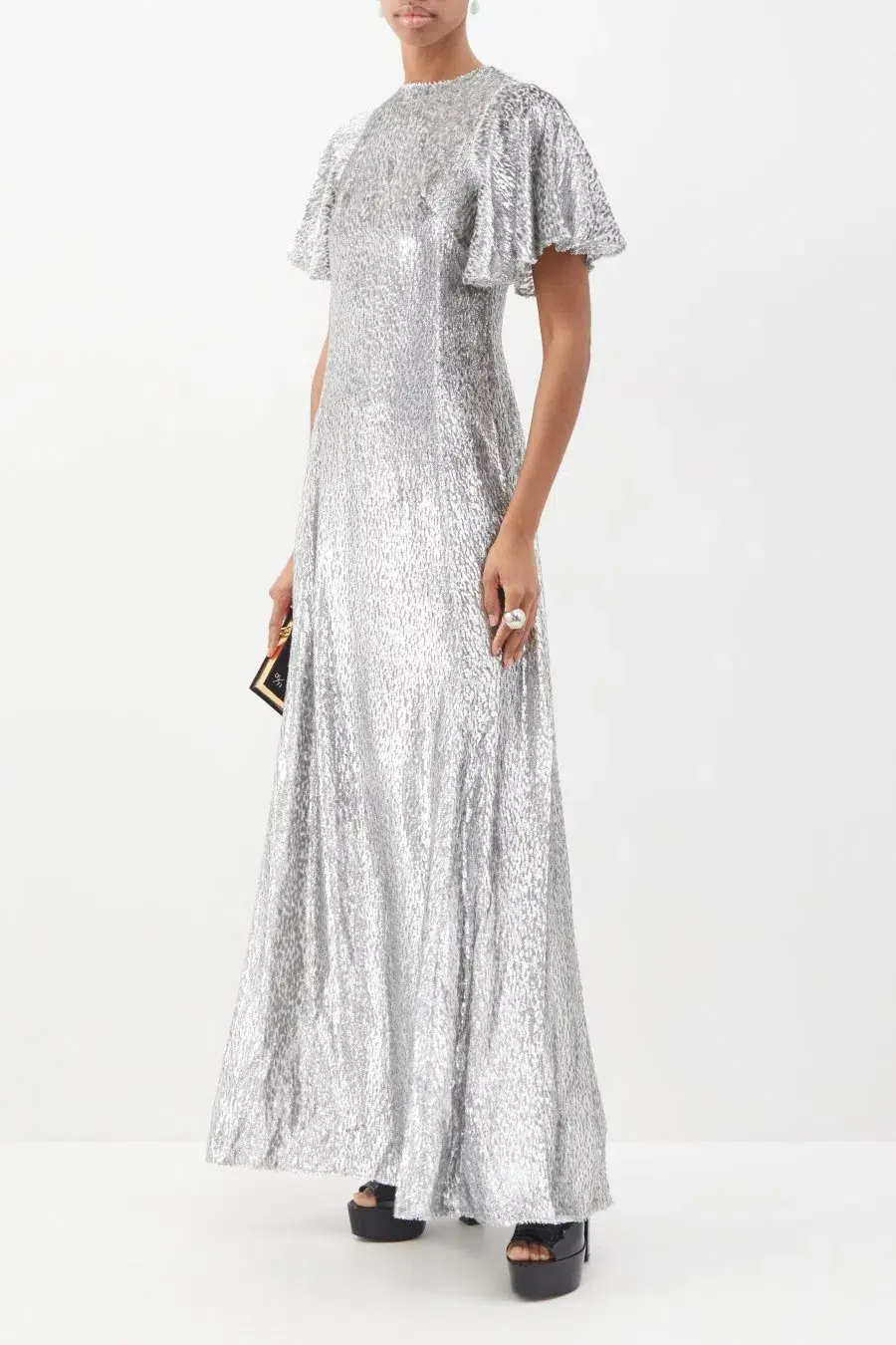 The Vampire's Wife Midnight Tremors Metallic Gown Silver Size UK 10 for rent on The Volte - main image