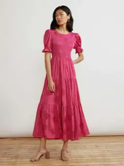 Kitri Persephone Sungod Shirred Dress Pink Size UK 14 for rent on The Volte - image 4